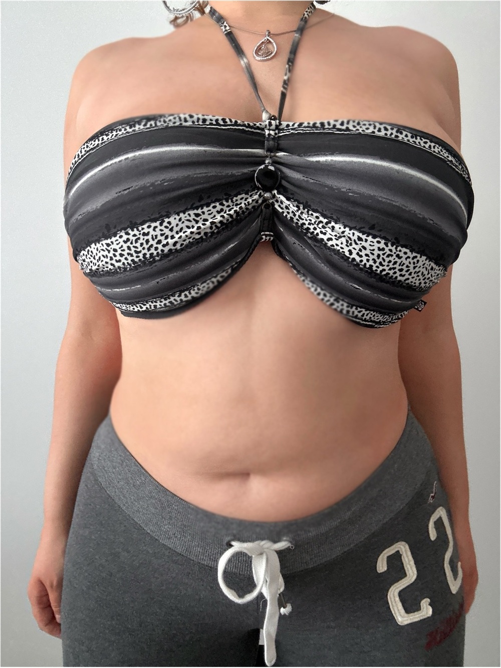 y2k cheetah stripe halter bikini top
